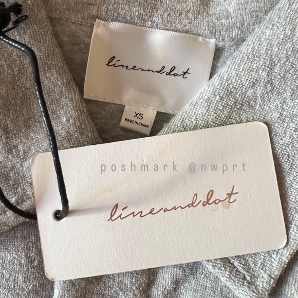 LINE & DOT Sasha Terry Cloth Romper Belted Shorts Grey XS Revolve - Picture 5 of 13